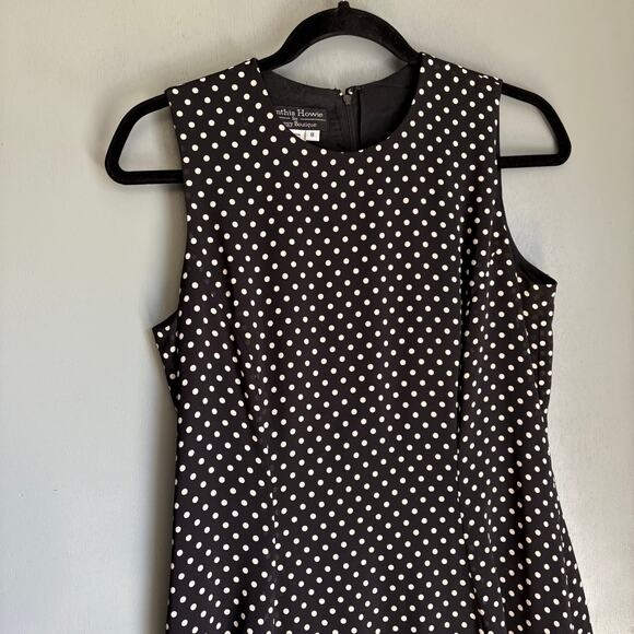 Vintage CYNTHIA HOWIE Women's 8 Sleeveless Black Polka Dot Maxi Dress Flowy - Picture 4 of 10